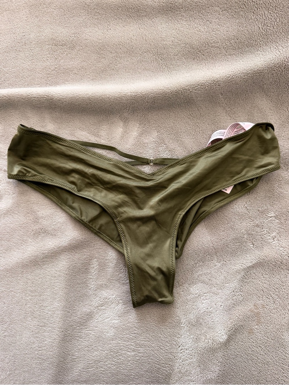 Sexy Satin Olive Green Bikini/cheeky panties, size M